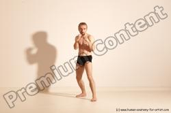 Underwear Martial art Man White Moving poses Slim Short Blond Dynamic poses Academic